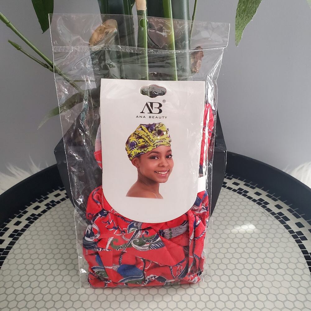 Ana Beauty New York Red Navy Blue Hair Turban Cap Size OSFM